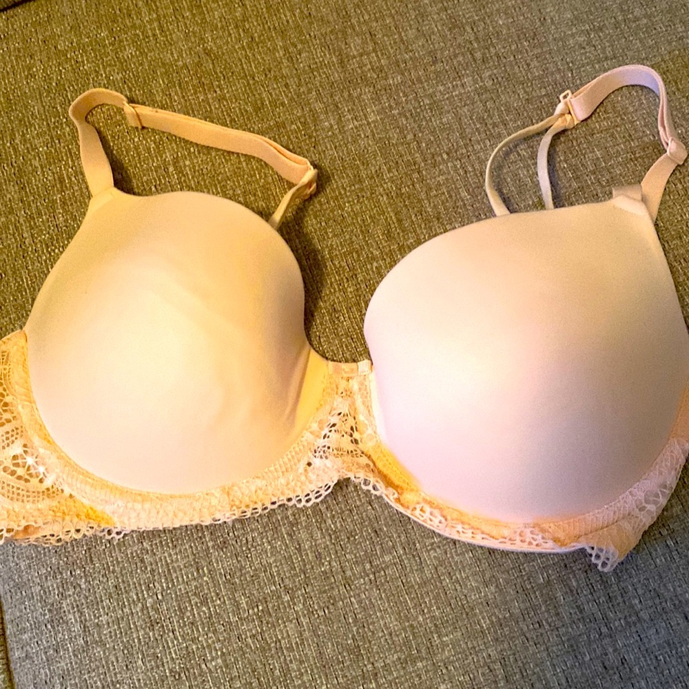 Pink/Peach Auden padded Size 34D T-Shirt Demi Bra